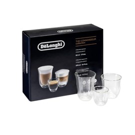 DeLonghi Coffee Connoisseur Glasses (set of 6): 2 Espresso, 2 Cappuccino, 2 Latte Macchiato