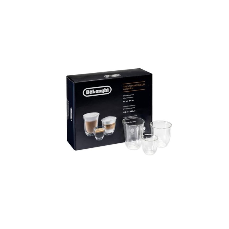 DeLonghi Coffee Connoisseur Glasses (set of 6): 2 Espresso, 2
