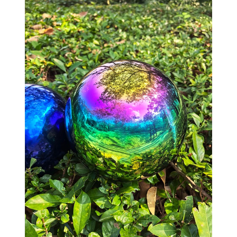 Gazing Ball for Garden Decor - 8-Inch Hollow Metal Sphere