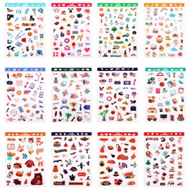 12 Sheets Daily General Events Kids Teens Gift Holiday Stickers12 Styles, Monthly Celebrations Planner Stickers Supplies for Calendar Journal Occasion Scrapbooking