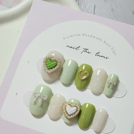 Pista Melt  Handmade Nail Tips - Coffin / 피스타 멜트  수제네일팁 - 코핀