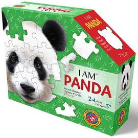 Madd Capp: I Am Panda - 24 Piece Puzzle -Kids Animal Head-Shaped Jigsaw, 17x17 Size, Oversized Pieces, Poster Reference, Educational Fun Fact Booklet