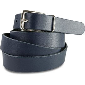 fashionchimp Basic Women's Belt Made of 100% Genuine Smooth Leather, Narrow Belt, Width Approx. 2.0 cm, Made in Germany, blue