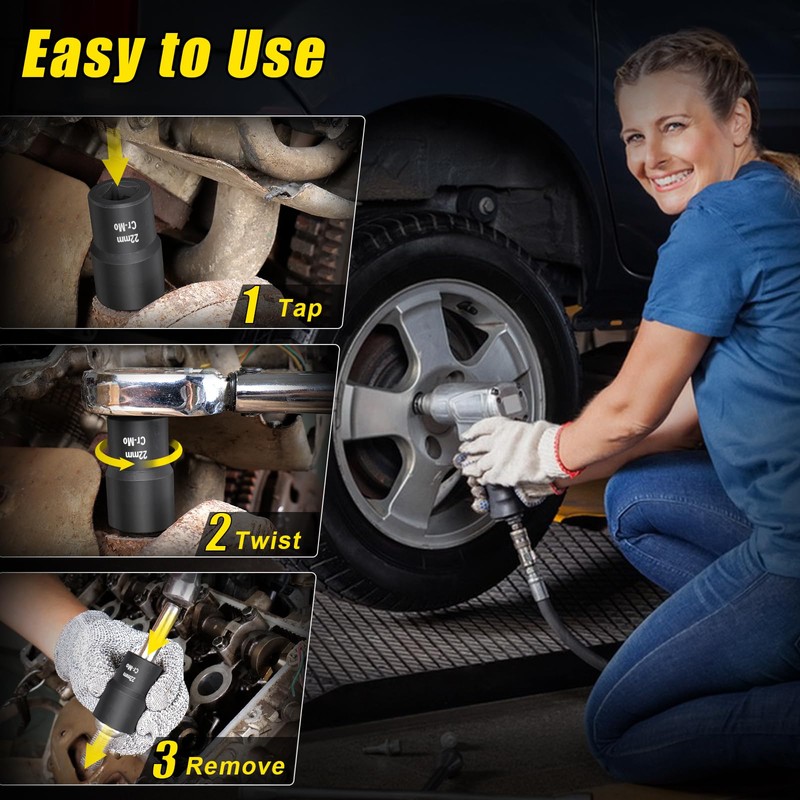 Topec 6PCS Lug Nut Removal Tool, 1/2-Inch Drive Wheel Lock