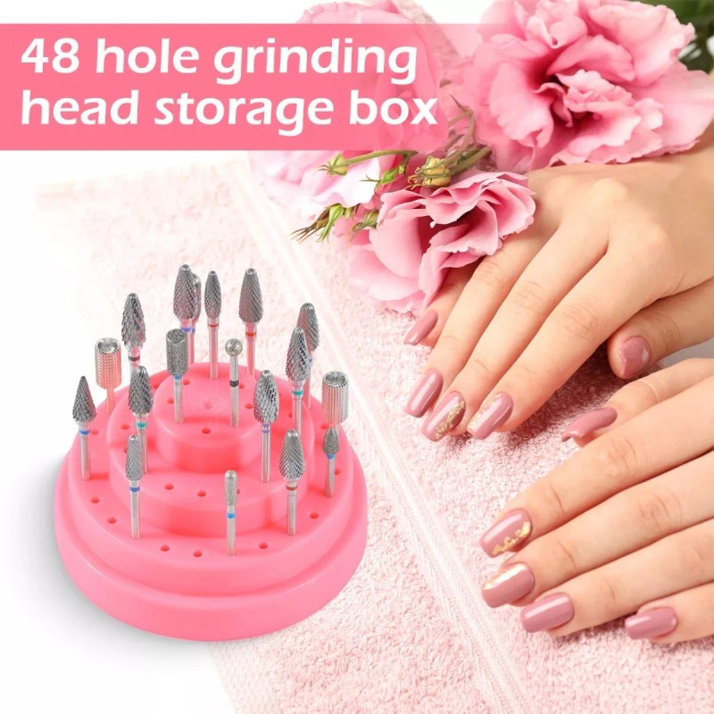 Nail Art Base Organizador Para Puntas Drill Pulidor Uñas 48