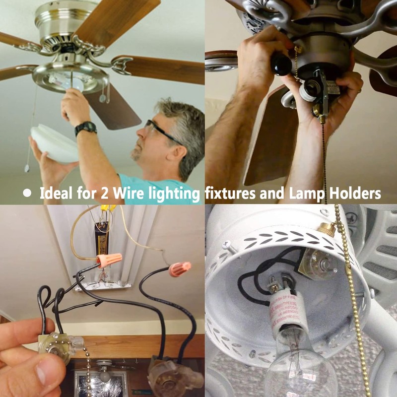 Akahttbn Ceiling Fan Light Switch Metal Zing Ear ZE-109M,Two-Wire ON-Off