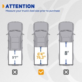 Soft Quad-Fold Truck Bed Tonneau Cover Fit for Dodge Ram 1500 2002-2025 (Classic & New), Fit for Dodge Ram 2500 3500 2003-2025, with 6.4 ft Bed Without Rambox