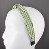 green White gingham turban knot headband plaid fabric covered band