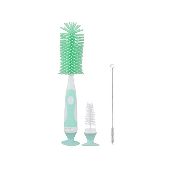 UUKING Baby Bottle Brush Small Bottle Silica Gel Scrubber Cleaner Brushes Set Sponge Washer Milk Water Cleaning Kit Cup, (Green)