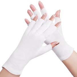 SWAKER 4 Pairs White Cotton Gloves, Fingerless, 100% Pure Cotton, Touchscreen, Moisturizing, One Size Fits Most, Dry Hands, Eczema Gloves