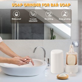 Bar Soap Dispenser, Soap Grinder for Bar Soap Wall-Mounted, Waterproof Soap Grinder for Bar Soap, Easy to Install & No Drilling for Bathroom, Kitchen, Hotel (One, White, NO SOAP, NO Desiccant)