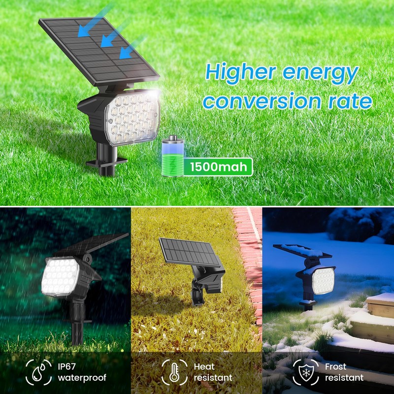 VOLISUN Solar Spotlight Outdoor, IP67 Waterproof Solar Landscape Spot Lights，Uplights