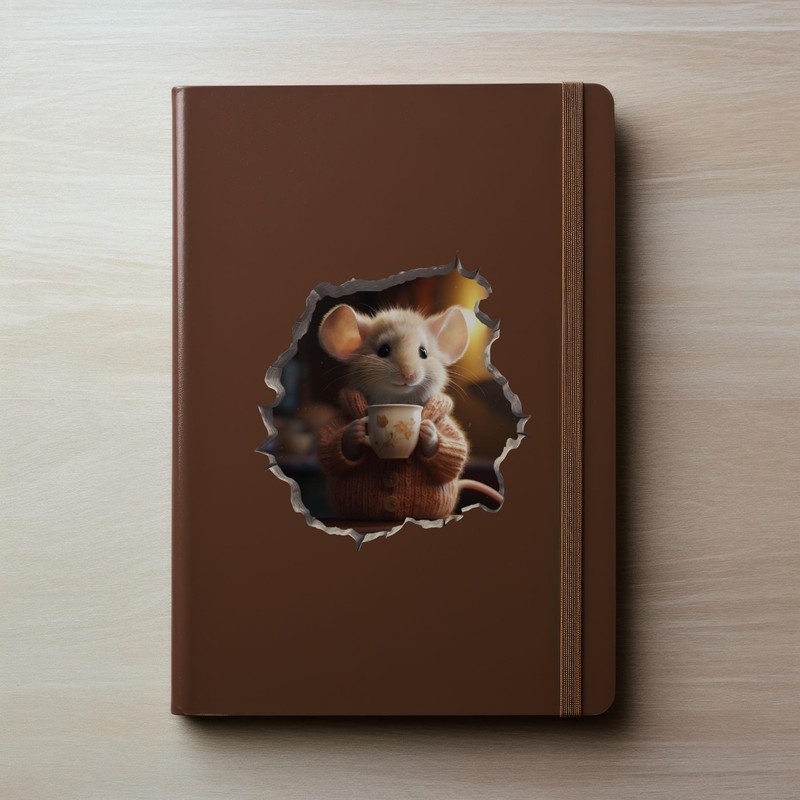 Coffee Lover Mouse Wall Hole Decal - Mouse Wall Sticker