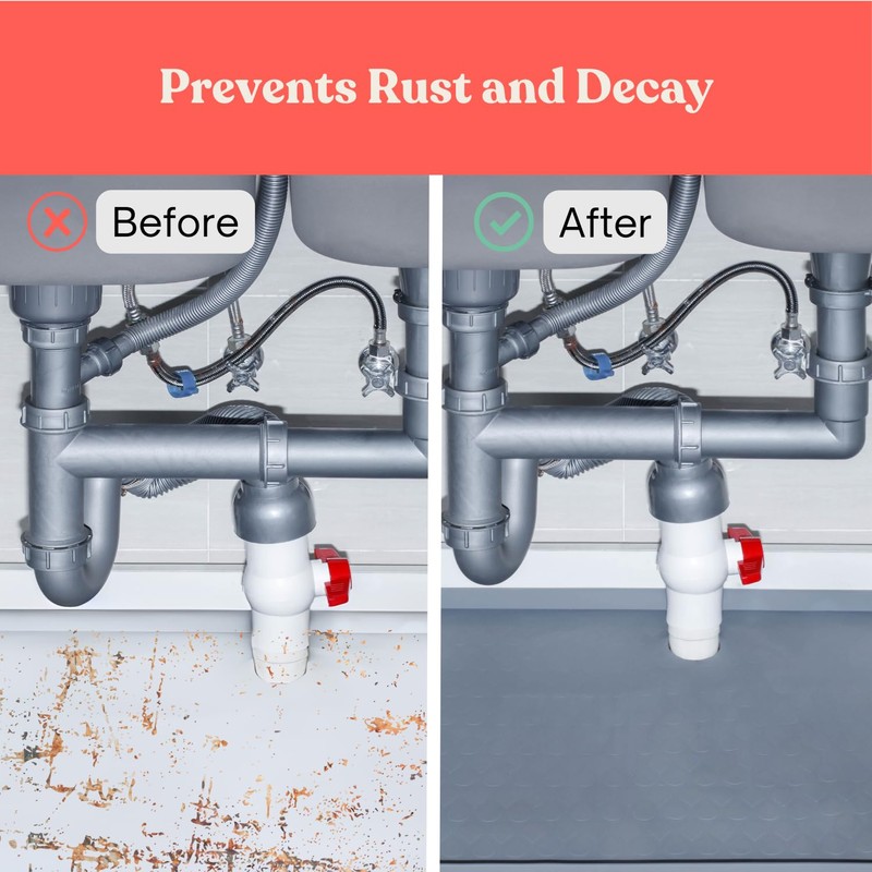 3 in 1 SET: Under Sink Mat with Cutout for