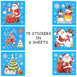 3D Christmas Window Stickers Colorful 6 Different Sheets Christmas Window Decorations Reusable Glass Snowflake Stickers Christmas Scene PVC Static Window Display Stickers