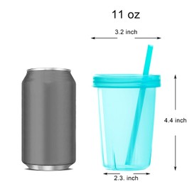 Youngever 7 Sets Plastic Kids Cups with Lids and Straws, 7 Reusable Toddler Cups with Straws in 7 Assorted Colors