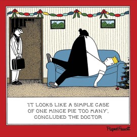 Funny Christmas Card for Him - One Mince Pie Too Many - Eco-Friendly - Made in the UK