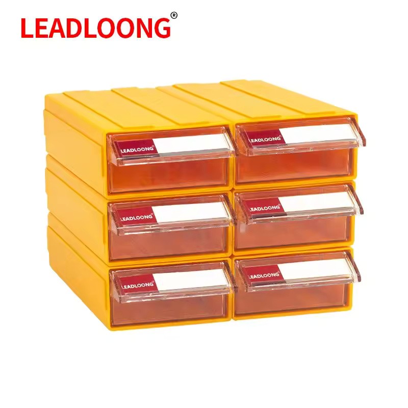 6-Pack Stackable Plastic Desktop Parts Storage Drawers with Labels