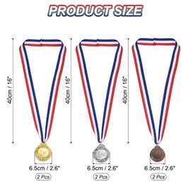 PATIKIL Gold Silver Bronze Award Medals 2.6 Inch, 6 Pieces Winner Award Medals 1st 2nd 3rd Prize Style with Neck Ribbon for Games Sports Competitions