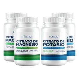 Citrato de Magnesio y Potasio Naíma  Pack con 200 Cápsulas de Cada Uno para Energía y Músculos
