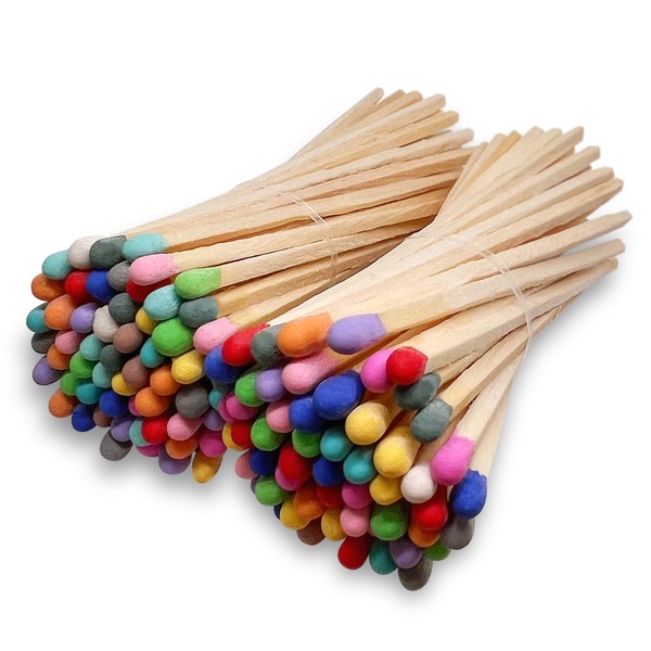 4" Rainbow Matches (100 Count, with Striking Stickers Included) | Decorative Unique & Fun for Your Home, Gifts, Accessories & Events | Premium Long Wood Safety Matches by Thankful Greetings