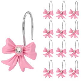 Paquete de 12 ganchos de cortina de ducha resistentes al óxido, ganchos de deslizamiento suaves para varillas rectas/curvadas, diseño de hojas de tortuga floral, anillos antidesgarros para decoración
