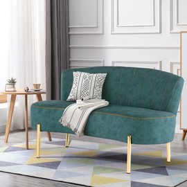 ALISH Upholstered Loveseat Settee Small Sofa Couch Modern Accent Sofa Bench with Backrest for Living Room Bedroom Teal