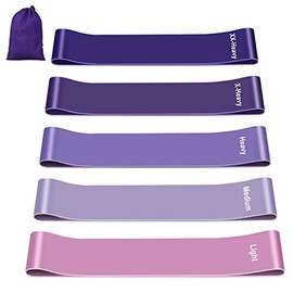 Fokky Fitnessbänder [5er Set], 100% Naturlatex Resistance Bands Widerstandsbänder mit Übungsanleitung auf Deutsch & Tragebeutel, Gymnastikband Fitnessband für Muskelaufbau Pilates Yoga