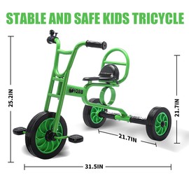 Kids Tricycle for Ages 3+, Preschool Daycare Playground Kids Balance Bike, Home Toddler Trike with Bell and Rubber Wheels, Boys and Girls Indoor/Outdoor Play Equipment