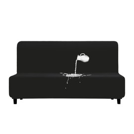 PureFit 100% Dual Waterproof Futon Cover, Waterproof Couch Cover for Futon - Stretch Non Slip Fleece Sofa Covers Washable, Leakproof Furniture Protector for Kids, Pets, Dog (Futon, Black)