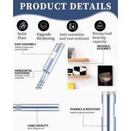 TPZORJX Pack of 2 Floating Shelf Brackets, Invisible Wall Shelf Brackets, Invisible Heavy Duty Shelf Brackets, Invisible for Bookshelf, Wall Shelves, with Washers and Dowels