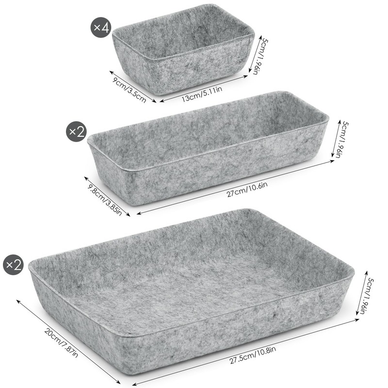 MOPLA Pack of 8 Felt Drawer Organiser System, Felt Basket
