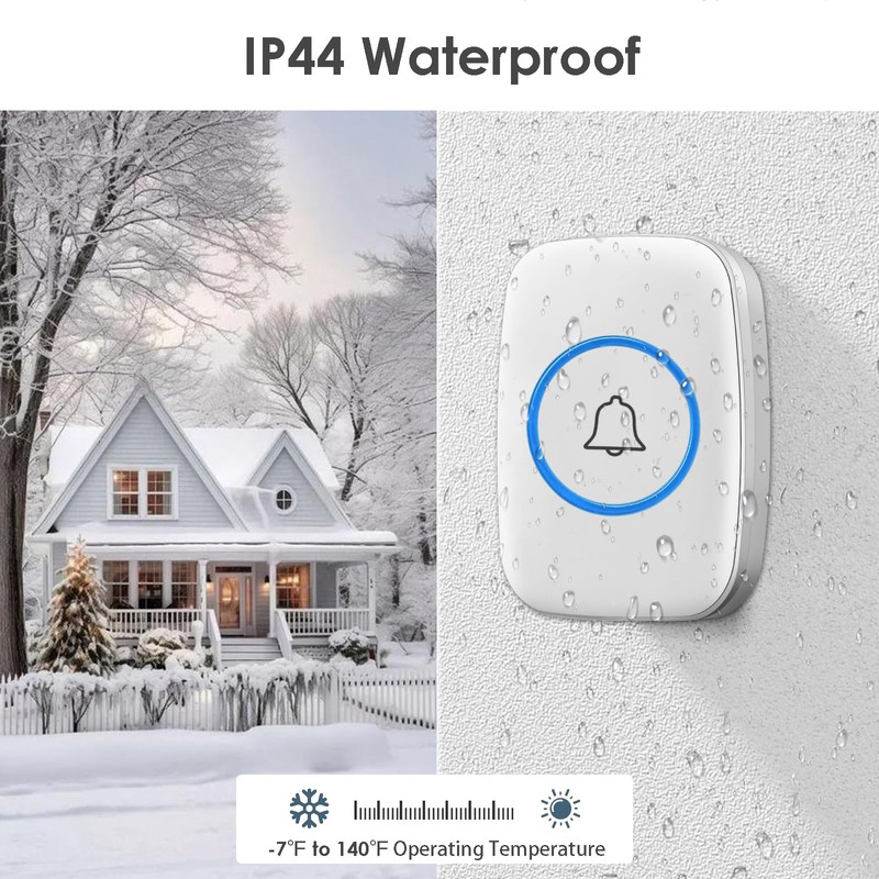 FullHouse Wireless Doorbell Kit Waterproof, Distinguish Front and Back Door