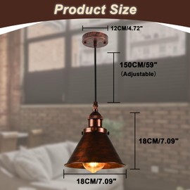 TAKEGO Farmhouse Pendant Light, Rustic Copper Pendant Light Kitchen Island, Vintage Pendant Light Fixtures, Hanging Ceiling Lamp for Kitchen Island, Hallway, Dining Room