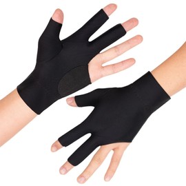 Billiard Gloves, 3 Finger Gloves, Billiard Gloves, Elastic, Anti-Slip, Thin, Breathable, High Elasticity, Abrasion Resistant, Easy to Carry, Unisex, Billiard Training Equipment (Left Hand + Right Hand