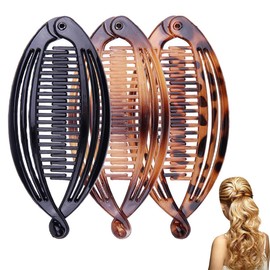 MUNZE 3 Stück Banana Clip Bananenspange Haarklammern Fischschwanz Haarspange Französische Bananen Klammer Haar Greifer Für Frauen Mädchen Dickes Dünnes Langes Lockiges Haar