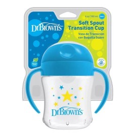 Dr Brown's Vaso Antiderrame De Transicion Dr Browns 6 Oz Boquilla Suave Color Azul