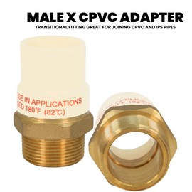 Supply Giant CSDQN336 Male x CPVC Adapter Transition Pipe Fitting Durable Over Molded One-Piece Design 1-1/4 in. lead-free Brass