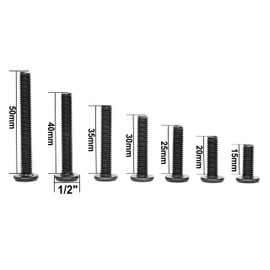 binifiMux 10-Pack M6 x 15mm / 20mm / 25mm / 30mm / 35mm/ 40mm / 45mm / 50mm / 55mm/ 65mm Black Socket Cap Screws Barrel Nuts Kit for Crib Furniture Bed (10-Pack M6 x 25mm)