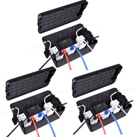 Large Outdoor Electrical Box (12.5 x 8.5 x 5 inch), 3PK USUPERINK Extension Cord Cover, IP54 Waterproof Outdoor Outlet Covers, 7 Cable Entry, Protect Outlet, Plug, Timer, Power Strip, Black