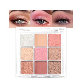 Erinde Paleta de Sombras de Ojos con Purpurina 9 Colores, a las arrugas | Sombras de Ojos Brillantes de larga duración, resistentes al agua, sombras d