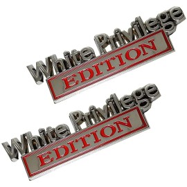 Magic Passion Sales 3pc RED WHITE PRIVILEGE EDITION Chrome Emblem Badge Car Truck SUV ATV Boat UTV