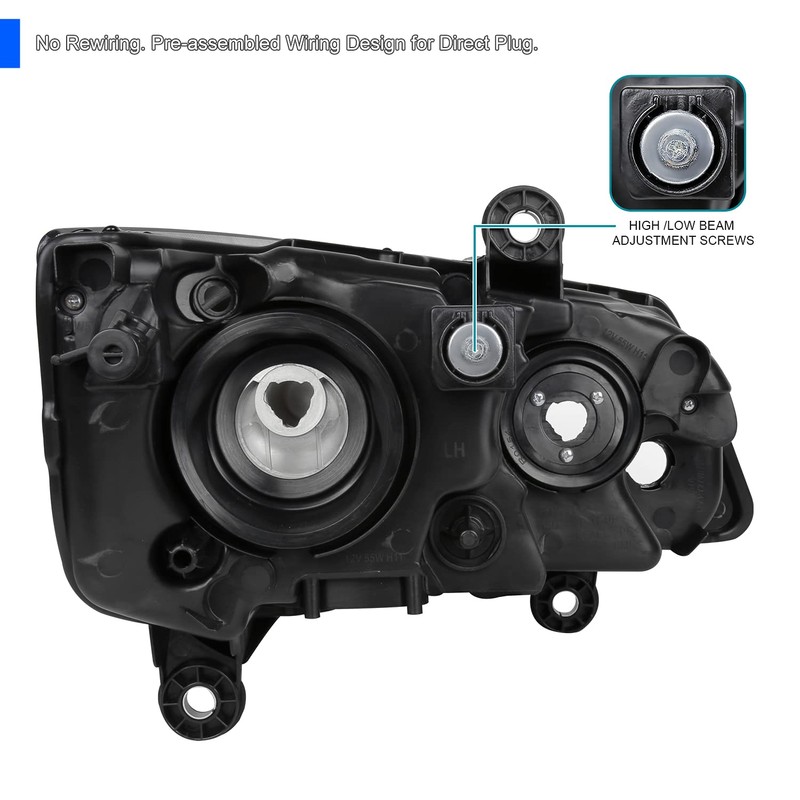 SPEC-D TUNING Chrome Headlights Compatible with 2011-2018 Dodge Grand Caravan,