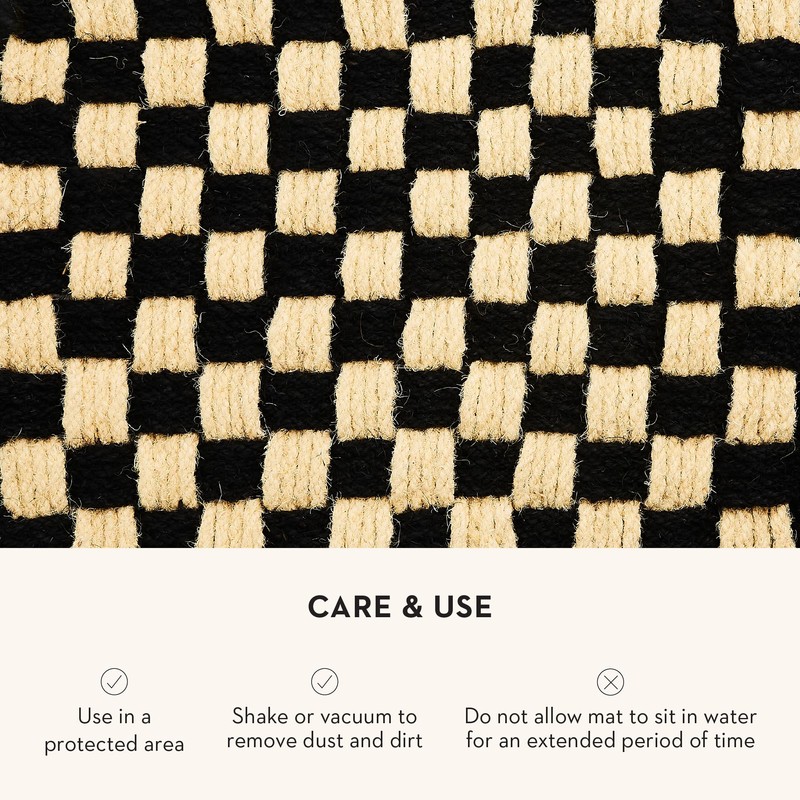 MACKENZIE-CHILDS Woven Check Entrance Mat, Decorative Outdoor Coir Doormat, 24"