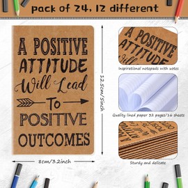 Outus - 24 cuadernos motivacionales de bolsillo pequeño, bloc de notas inspiradores para la escuela, oficina, viajes, 12 estilos (estilo simple)