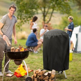 Kettle BBQ Cover – 29x28"/73x71cm Round BBQ Cover for Charcoal Grill, Durable 420D Oxford Waterproof Barbecue Cover, Windproof Anti-UV Rip-Proof Grill Cover with Storage Bag for Weber, Brinkmann