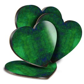 Destination Vinyl ltd Great Coasters (Set of 4) Heart - Emerald Green Tie Dye Rustic Drink Glossy Coasters/Tabletop Protection for Any Table Type #16506