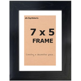 Clay Roberts Photo Picture Frame 7 x 5, Black, Includes Mount for 6 x 4 Prints, Freestanding and Wall Mountable, 7x5 Picture Frames