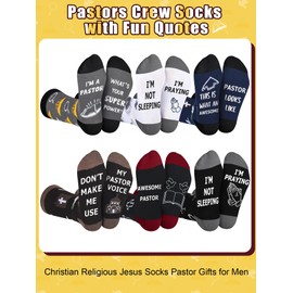 Breathffy 12 Pairs Pastor Appreciation Gifts Socks Bulk Christian Gifts Ideas Socks White Dove Bible Cross Pattern for Women Men