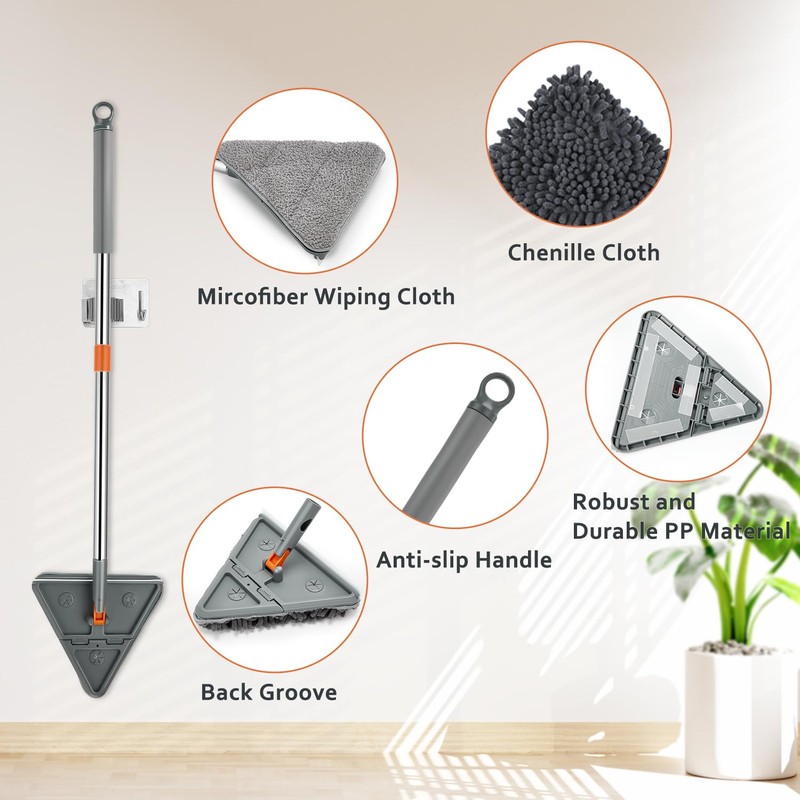 Feeloco Base Board Cleaner Tool,Wall Cleaning Mop with 360° Rotation,